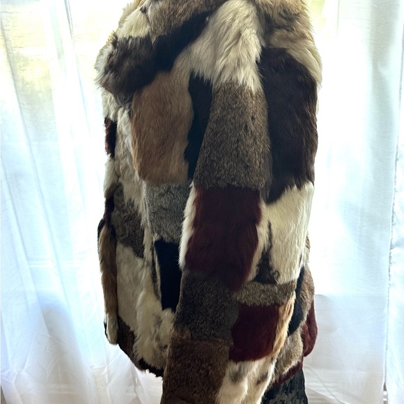 Vintage 1970 Patchwork French Rabbit Fur Jacket Coat SZ 13 14 K&H Furmoste - Picture 5 of 16